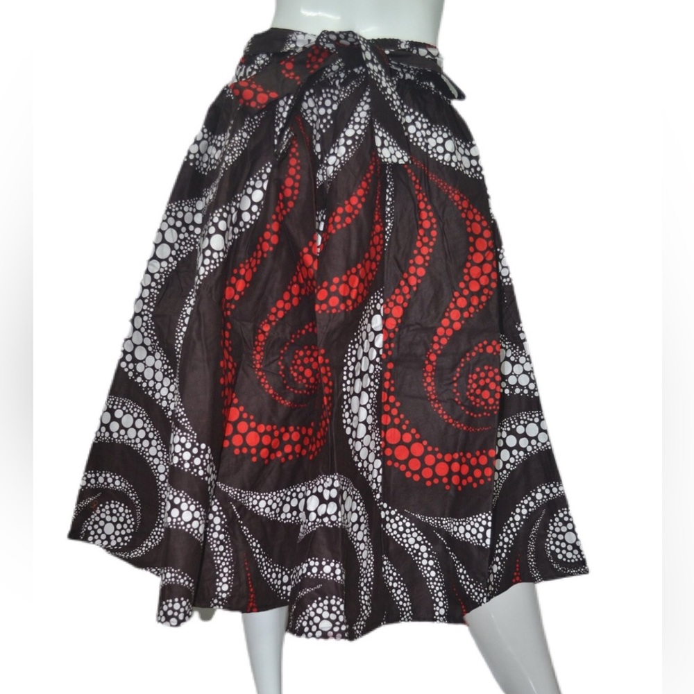 Traditional African Wax Cotton Midi Skirt one size fits most
